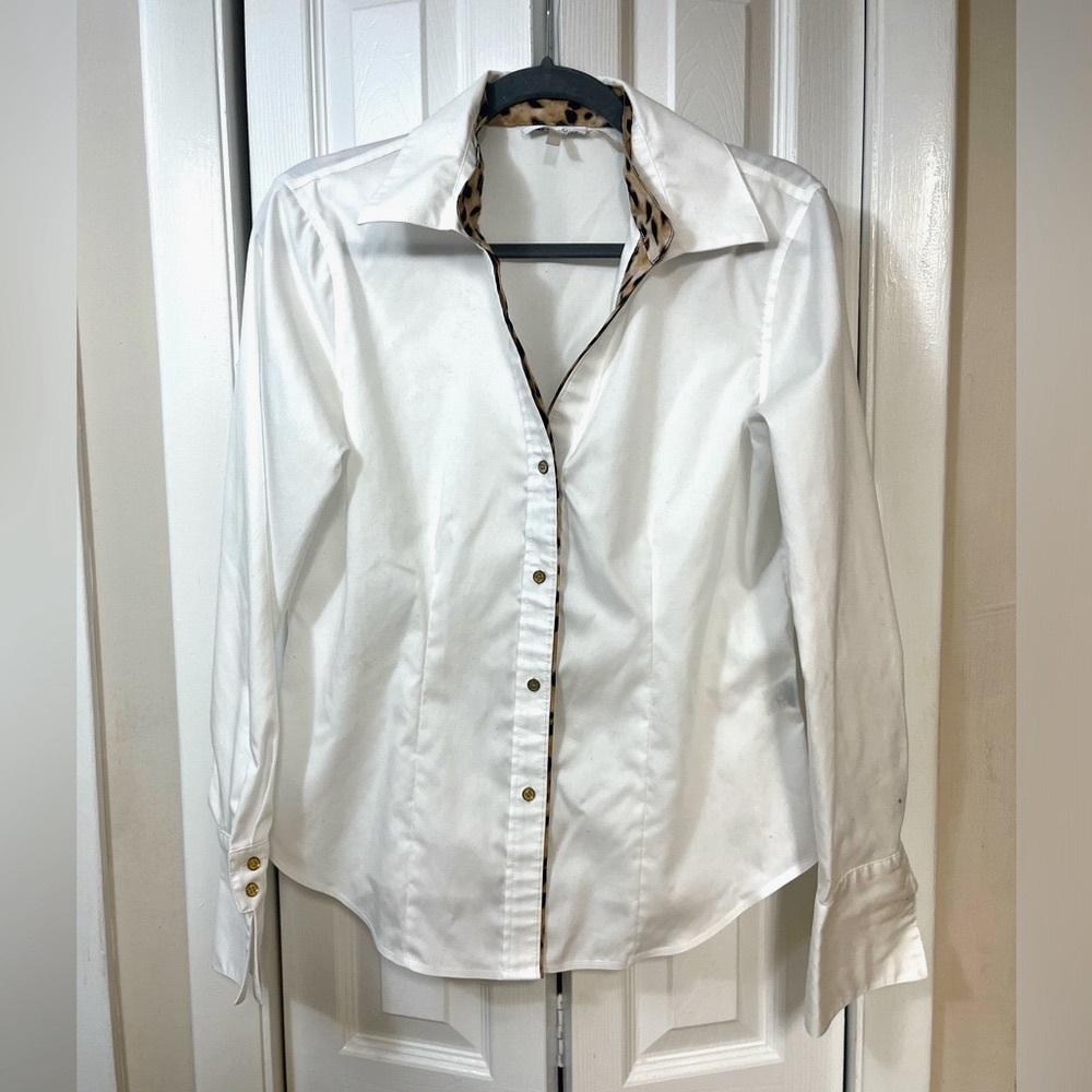Short cut Leopard print inner lining work shirt